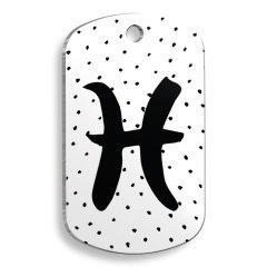 Beyaz Renk Balık Burcu Asker Şekilli Kedi ve Köpek Künyesi Large 2,9 x 5 cm