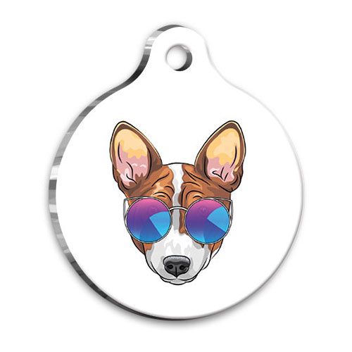 Tasarım Basenji Yuvarlak Köpek Künyesi Large 3,8 cm