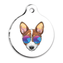 Tasarım Basenji Yuvarlak Köpek Künyesi Large 3,8 cm