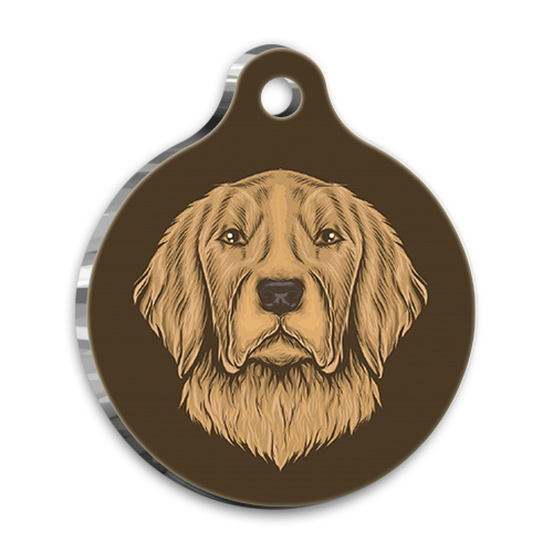 İllüstrasyon Golden Retriever  Yuvarlak Köpek Künyesi Large 3,8 cm