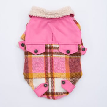 PawStar Pembe Plaid e Pelle Ceket