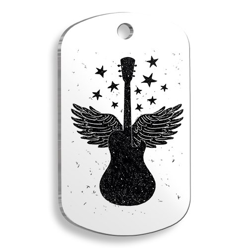 Melek Gitar Asker Kedi ve Köpek Künyesi Large 2,9 x 5 cm