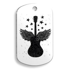 Melek Gitar Asker Kedi ve Köpek Künyesi Large 2,9 x 5 cm