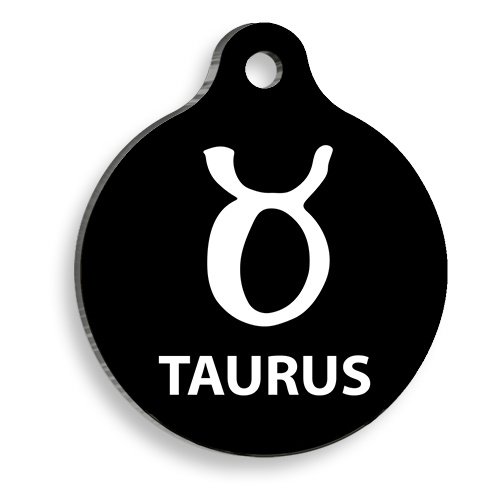 Siyah Renk Boğa Burcu Yuvarlak Kedi ve Köpek Künyesi Small 2 x 3,5 cm