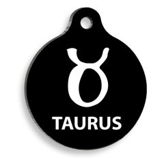 Siyah Renk Boğa Burcu Yuvarlak Kedi ve Köpek Künyesi Small 2 x 3,5 cm