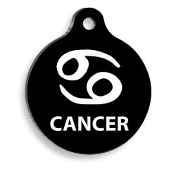 Siyah Renk Yengeç Burcu Yuvarlak Kedi ve Köpek Künyesi Small 2 x 3,5 cm