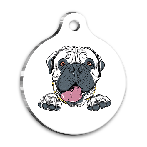 Tasarım Bullmastiff Yuvarlak Köpek Künyesi Large 3,8 cm
