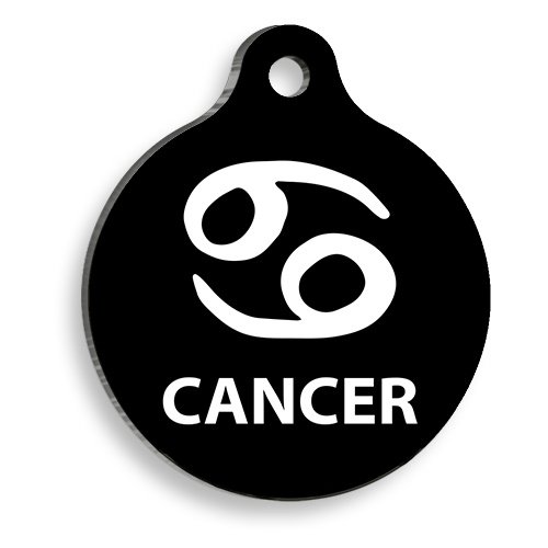 Siyah Renk Yengeç Burcu Yuvarlak Kedi ve Köpek Künyesi Large 2,9 x 5 cm