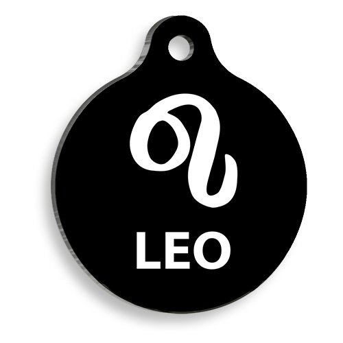Siyah Renk Aslan Burcu Yuvarlak Kedi ve Köpek Künyesi Small 2 x 3,5 cm