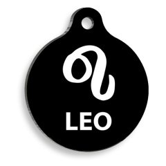 Siyah Renk Aslan Burcu Yuvarlak Kedi ve Köpek Künyesi Small 2 x 3,5 cm