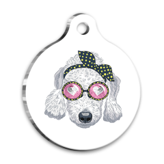 Tasarım Bedlington Terrier Yuvarlak Köpek Künyesi Large 3,8 cm