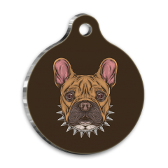 İllüstrasyon French Bulldog Yuvarlak Köpek Künyesi Small 2,5 cm