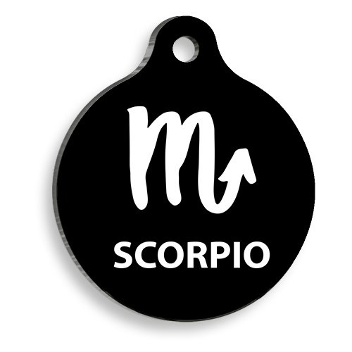 Siyah Renk Akrep Burcu Yuvarlak Kedi ve Köpek Künyesi Small 2 x 3,5 cm