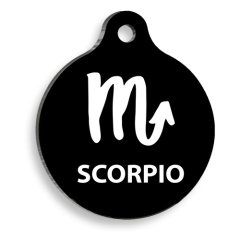 Siyah Renk Akrep Burcu Yuvarlak Kedi ve Köpek Künyesi Small 2 x 3,5 cm