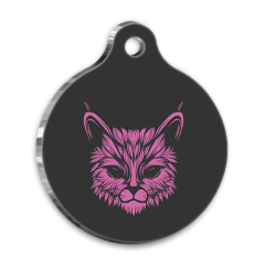 İllüstrasyon Mor Kedi Yüzü Yuvarlak Kedi Künyesi Large 3,8 cm