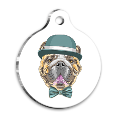 Tasarım English Bulldog Yuvarlak Köpek Künyesi Small 2,5 cm
