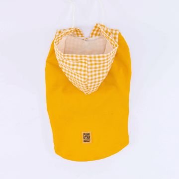 PawStar Sarı Gingham Kapşonlu Polo T-Shirt
