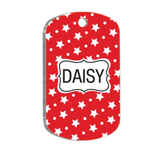 Kırmızı Yıldızlı Kedi Köpek Künyesi Small 2 x 3,5 cm