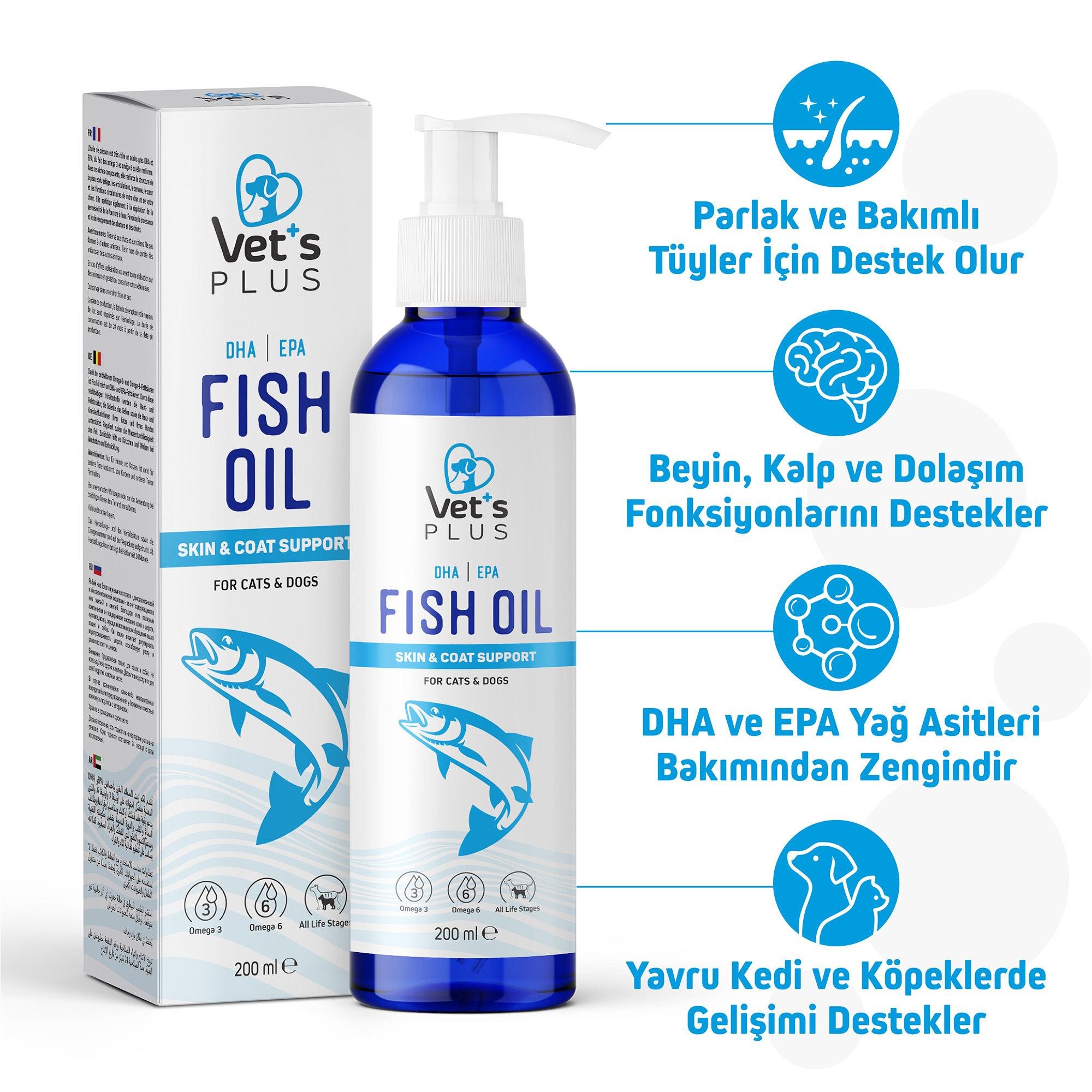 Vet's Plus Kedi ve Köpekler için Somon Yağı 200ml