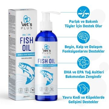 Vet's Plus Kedi ve Köpekler için Somon Yağı 200ml