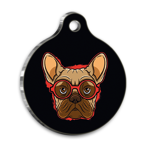 İllüstrasyon French Bulldog 2 Yuvarlak Köpek Künyesi Large 3,8 cm