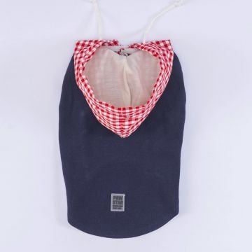 PawStar Lacivert Gingham Kapşonlu Polo T-Shirt