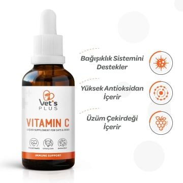 Vet's Plus Vitamin C Kedi ve Köpekler için Sıvı Vitamin Damla 50 ml