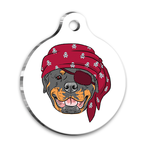Tasarım Korsan Rottweiler Yuvarlak Köpek Künyesi Large 3,8 cm