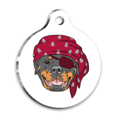 Tasarım Korsan Rottweiler Yuvarlak Köpek Künyesi Large 3,8 cm