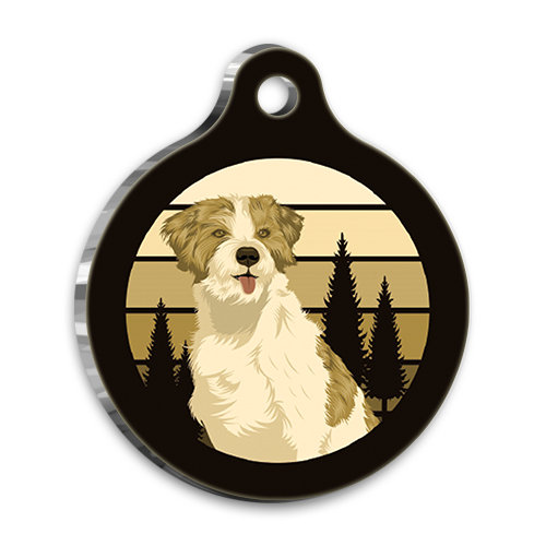 Retro Minyatür Schnauzer Yuvarlak Köpek Künyesi Small 2,5 cm