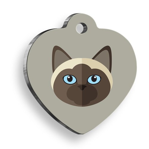 Siyam Kedisi Kalp Şekilli Kedi Künyesi Medium 3,2 x 3,5 cm