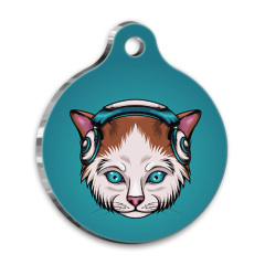 Tasarım 2 Yuvarlak Kedi Künyesi Large 3,8 cm