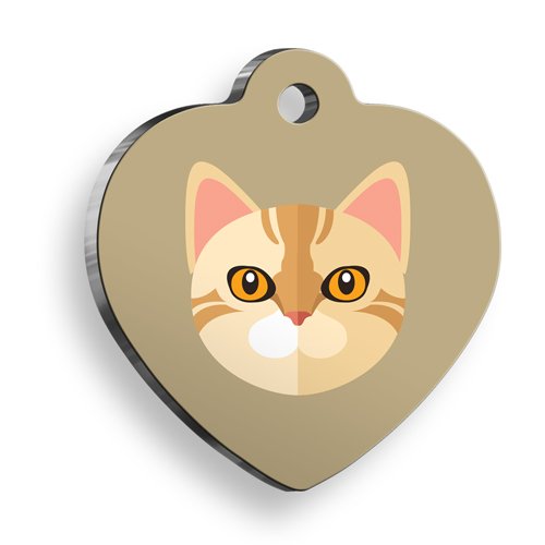 Tekir Kalp Şekilli Kedi Künyesi Large 3,8 cm