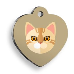 Tekir Kalp Şekilli Kedi Künyesi Large 3,8 cm