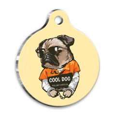 İllüstrasyon Pug Yuvarlak Köpek Künyesi Large 3,8 cm