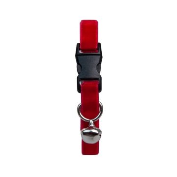 Kadife Zilli Ayarlanabilir Kedi Boyun Tasması 22-30 cm Kırmızı