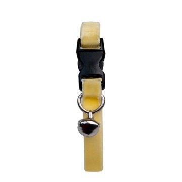Kadife Zilli Ayarlanabilir Kedi Boyun Tasması 22-30 cm Sarı
