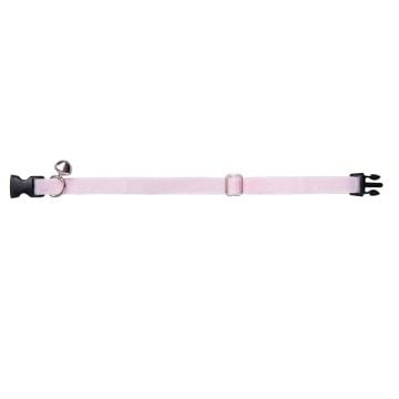 Kadife Zilli Ayarlanabilir Kedi Boyun Tasması 22-30 cm Pembe