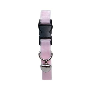 Kadife Zilli Ayarlanabilir Kedi Boyun Tasması 22-30 cm Pembe