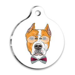 İllüstrasyon American Staffordshire Terrier Yuvarlak Köpek Künyesi Medium 3 cm