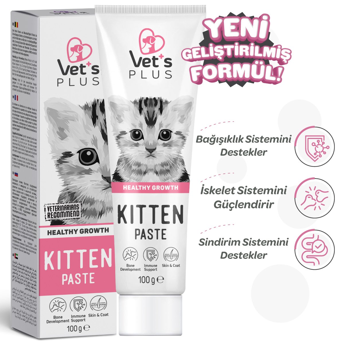 Vet's Plus Hamile ve Yavru Kediler için Folik Asitli Malt Kedi Macunu 100 Gr