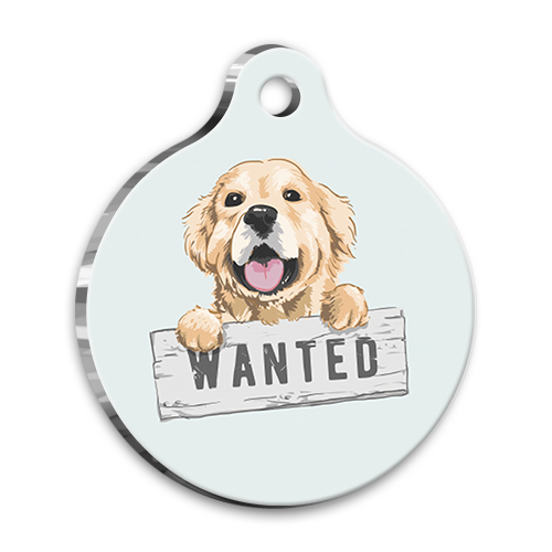 İllüstrasyon Golden Retriever 3 Yuvarlak Köpek Künyesi Small 2,5 cm