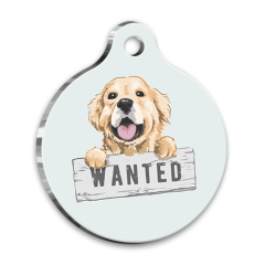 İllüstrasyon Golden Retriever 3 Yuvarlak Köpek Künyesi Medium 3 cm