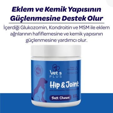 Vet's Plus Hip&Joint Kedi ve Köpekler İçin Eklem Destekleyici Çiğnenebilir Tablet (60'lı)