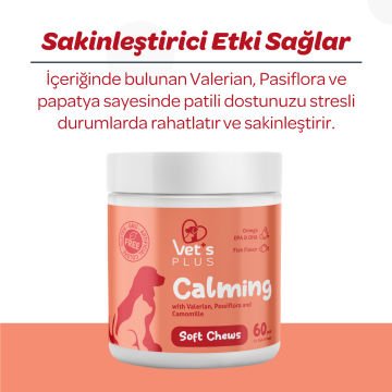 Vet's Plus Calming Kedi ve Köpekler İçin Sakinleştirici Çiğnenebilir Tablet (60'lı)