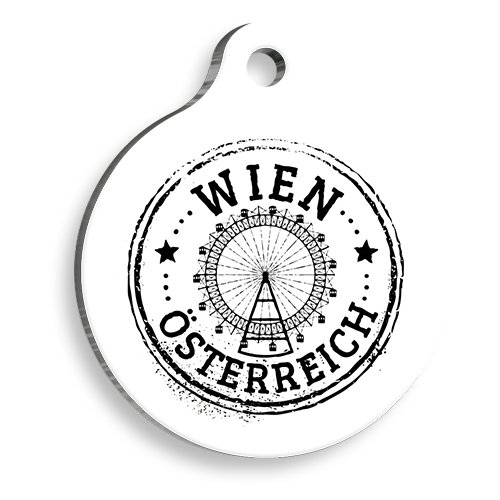 Avusturya Figür Yuvarlak Kedi ve Köpek Künyesi Large 3,8 cm