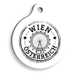 Avusturya Figür Yuvarlak Kedi ve Köpek Künyesi Large 3,8 cm