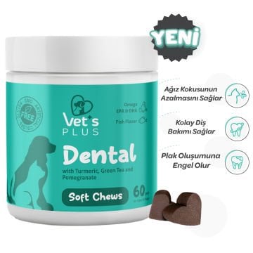 Vet's Plus Dental Kedi ve Köpekler İçin Diş Bakımı Çiğnenebilir Tablet (60'lı)