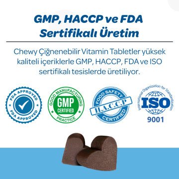 Vet's Plus Derma Care Kedi ve Köpekler İçin Deri ve Tüy Yapısı Desteği Çiğnenebilir Tablet (60'lı)