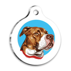 İllüstrasyon Pitbull 2 Yuvarlak Köpek Künyesi Small 2,5 cm